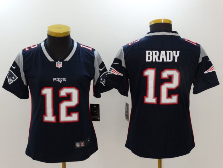 Women New England Patriots #12 Brady Blue Nike Vapor Untouchable Limited NFL Jerseys->->Women Jersey